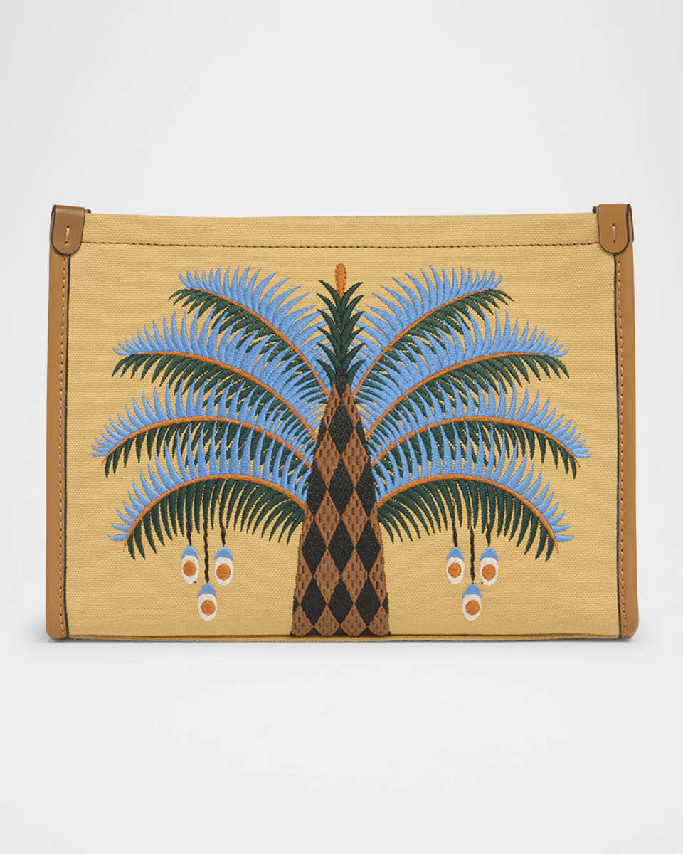 Embroidered Canvas Pouch Bag